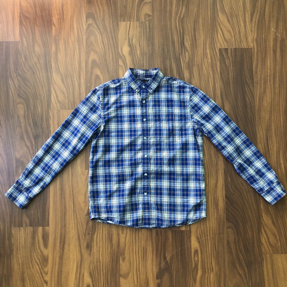 Banana Republic Men's Button Down Shirt, Multicolor Plaid, Untuck Fit, Size M